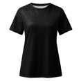 thumbnail image 4 of CHOK Offres Cyber&Monday Hauts d'Été pour Femmes T-Shirts Amples Patchwork pour Femmes Blouses et Hauts en Dentelle Florale Tendance Tunique à Manches Courtes Col Rond Grandes Tailles pour Femmes, 4 of 5