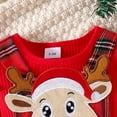 thumbnail image 6 of Weebloom Baby Girl Halloween Outfits Christmas Long Sleeve Ribbed Romper Bodysuit Cartoon Deer Suspender Plaid Skirts Dailywear Outfit 6-12 Months Red, 6 of 8