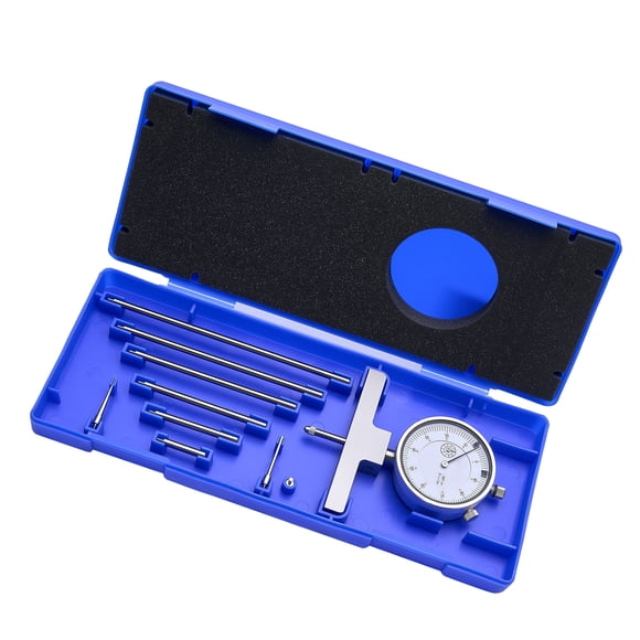 KFFKFF Depth Gauge, Depth Micrometer 0-22 inch Measuring Range, 0.001" Resolution, with 4 Anvils & 6 Standard Rods, Precision Easy to Read Mechanical Tool