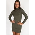 thumbnail image 2 of Olive 90's Sweater Dress - Long Sleeve Turtleneck Ribbed Knit Mini, 2 of 4