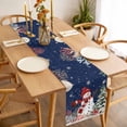 thumbnail image 3 of Navy Blue Christmas Table Runner - 70 Inch Long Snowman Xmas Tree Coastal Snowflake Starfish Cotton and Linen Blended Dress Scarves Farmhouse Table Runner for Kitchen Dining, Coffee Table, 13" x 70", 3 of 8