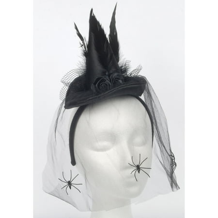 Loftus Mini Spider Web Veil Witch's Hat Headband, Black, One-Size