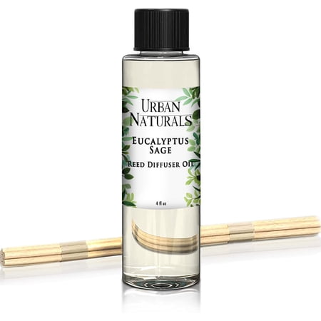 Eucalyptus & Sage Oil Reed Diffuser Refill | Eucalyptus Sage Mint Lime and Cedarwood| Includes a Free Set of Reed Sticks! 4 oz