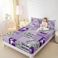 thumbnail image 4 of Homewish Cartoon Motorcycle Lover Full Size Sheets, Grey Purple Buffalo Patchwork Bed Sheets, Teens Kids Boys Girls Sheet Sets, Luxury Bedroom Decor, 4 Pieces, 4 of 7