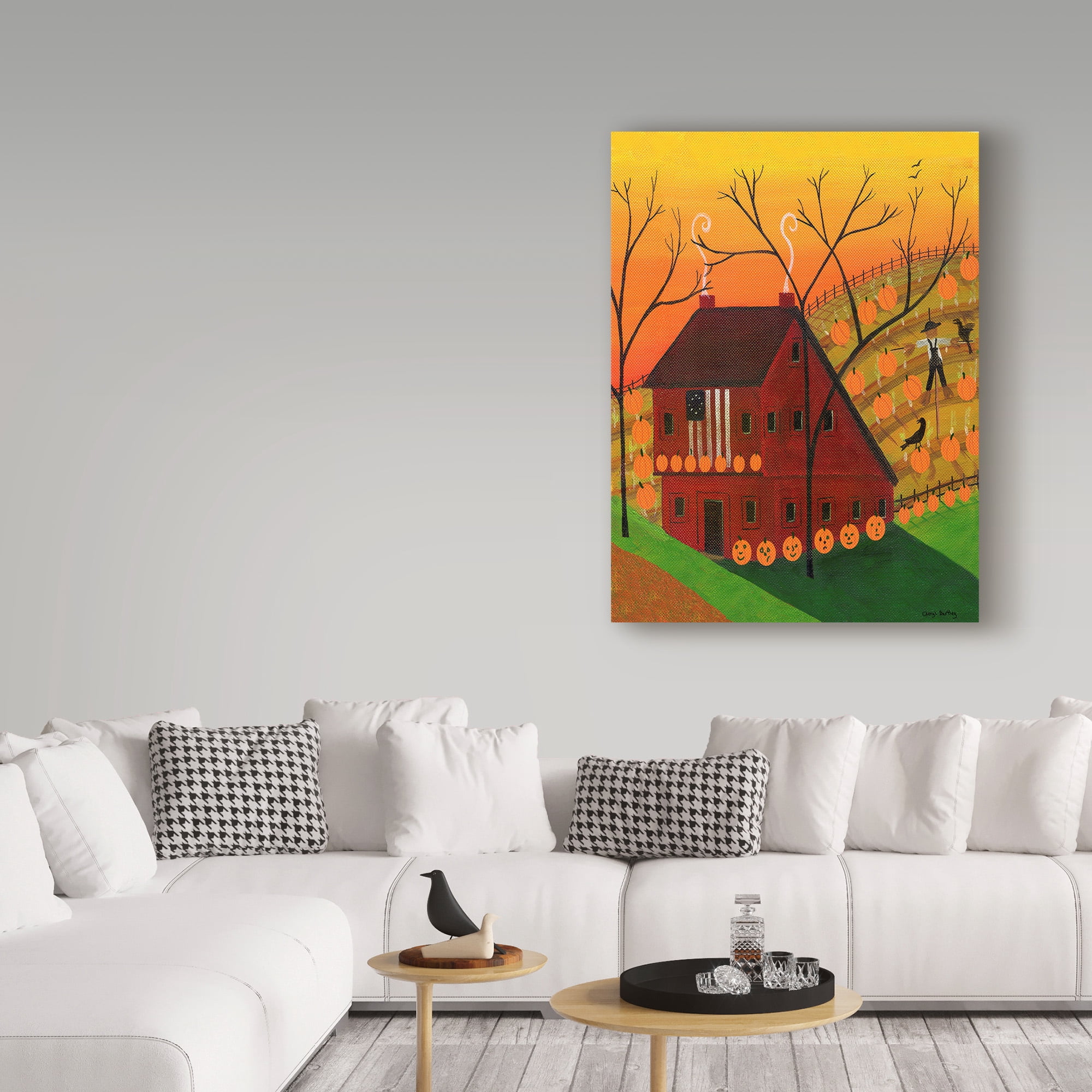 Trademark Fine Art 'Sunset Pumpkin Saltbox' Canvas Art by Cheryl Bartley