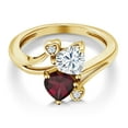thumbnail image 3 of Gem Stone King 18K Yellow Gold Plated Silver White Moissanite Red Rhodolite Garnet Ring for Women (1.55 Cttw, Heart Shape 6MM, Gemstone Birthstone, Size 8), 3 of 6