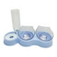 thumbnail image 1 of Cuencos dobles para gatos, juego de comederos y bebederos para mascotas, 3 en 1, inclinados 15 degree con dispensador de agua, comedero elevado para perros azul, 1 of 8