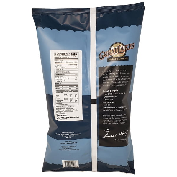 Great Lakes Potato Chips Kettle Chips Bold Sea Salt & Vinegar, Party Size, 22 oz bag