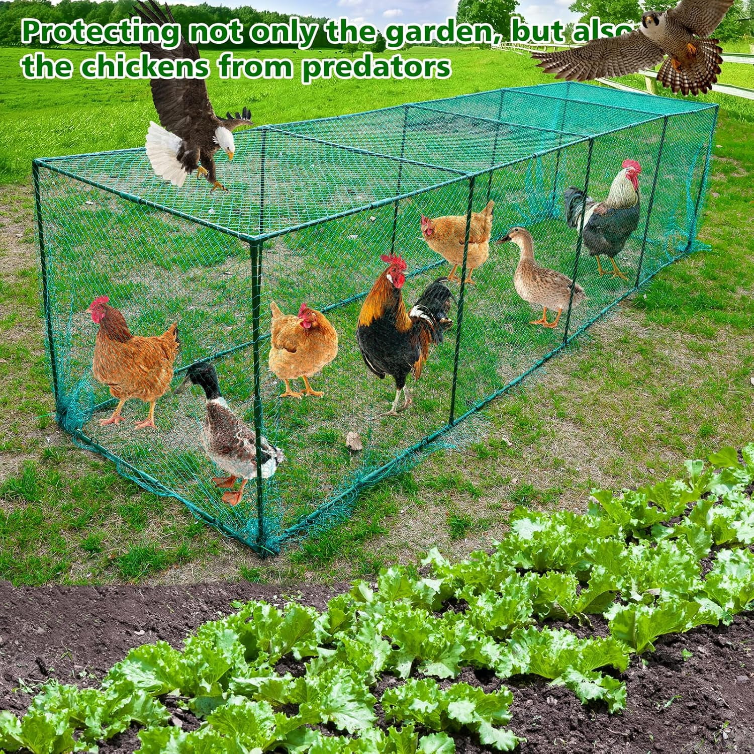 Large Chicken Tunnels,126 x 31IN Portable Chicken Coop Cube Run, DIY Chicken Tunnel for Outside Yard, Chickens Runs for Yard Easy Installation Poultry Coop Suitable for Duck, Rabbit
