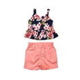 thumbnail image 5 of Qiylii Toddler Girls Clothes Set, Floral Print Ruffle Hem Cropped Tops+Shorts, 5 of 5