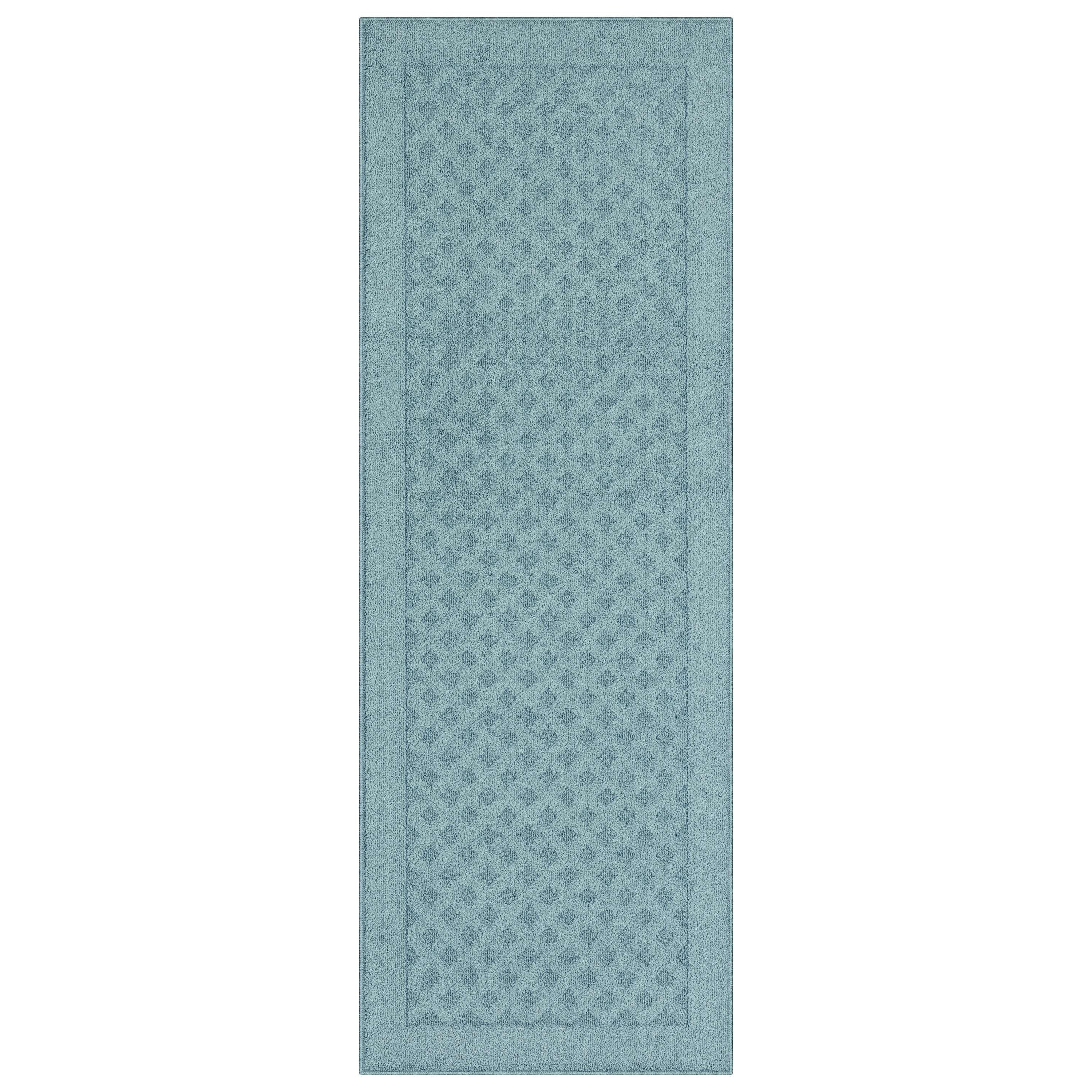 (2 pack) Mainstays Dylan Solid Diamond Blue Indoor Runner Rug, 2' x 6', Skid-Resistant