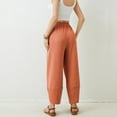 thumbnail image 6 of LOVZFMLL Pants for Women Baggy Wide Leg Pants Casual Loose Solid Elastic Waisted Palazzo Harem Sweatpants with Pockets Coffee S, 6 of 9