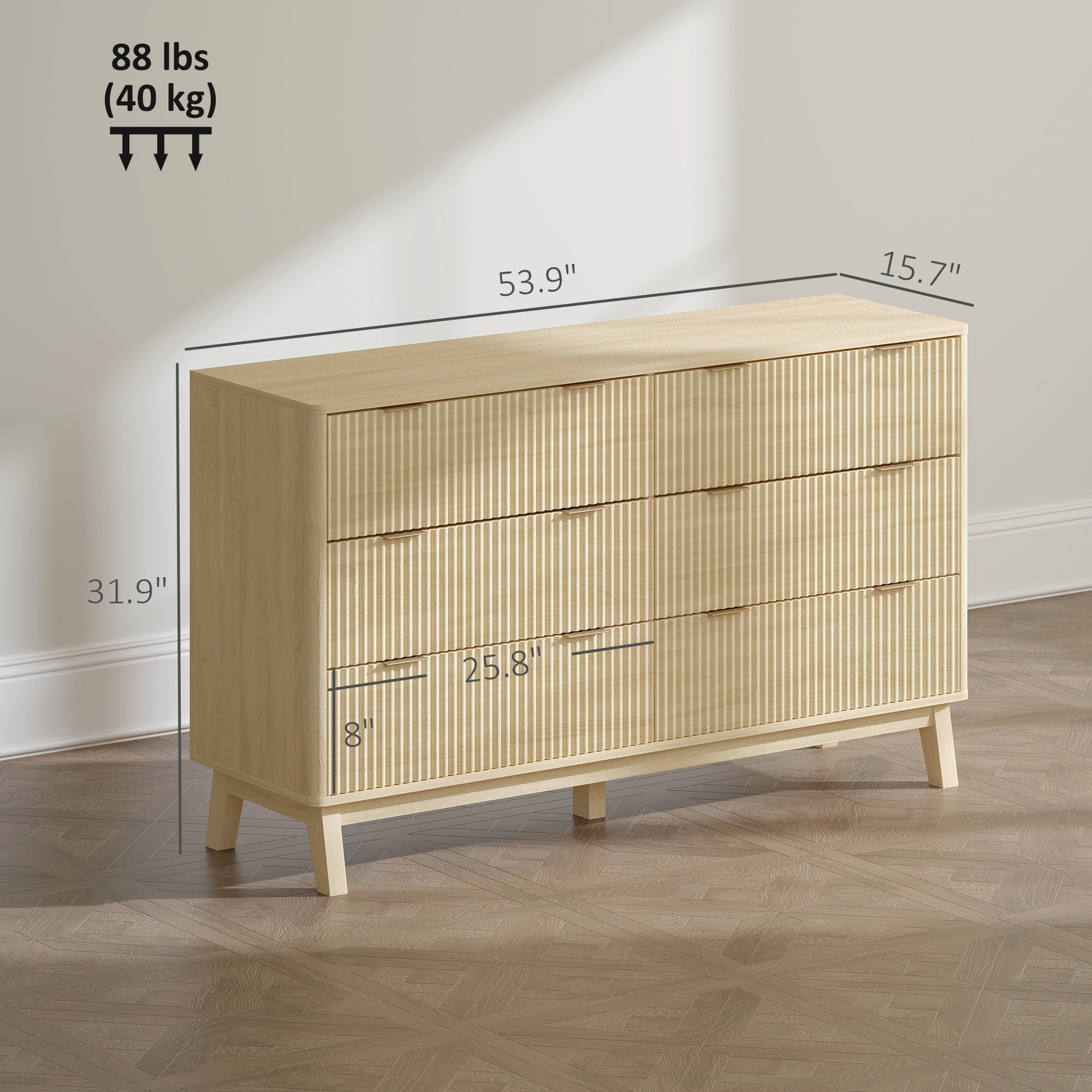 Closet Dresser,6 Drawer Double Dresser for Bedroom