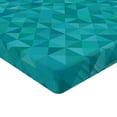 thumbnail image 2 of Ambesonne Teal Fitted Sheet, Triangles Squares Modern, Twin Size, Turquoise Aqua, 2 of 3