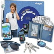 Stargo Play Wallet for Boys with Money and Pretend Play Toys, Cellphone, Smartwatch, Keys, Sunglasses, Toddler Wallet for Kids Ages 3 4 5 6 7 8 9 10 11 12 - Grown Up Pretend Play Set for Kids