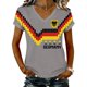 thumbnail image 1 of Women's Germany Football Graphic T-Shirt, V-Neck Casual Letter Print T-Shirt, Fashion Short Sleeve Graphic Tee, Summer Daily Lightweight Tops for Soccer Tournament 2026 Light Gray Size: M, 1 of 4
