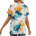 thumbnail image 4 of QUNYINEY Casual Womens Shirts Short Sleeve V Neck Tie Dye Tops Summer Loose Pullover Tops for Women, 4 of 6
