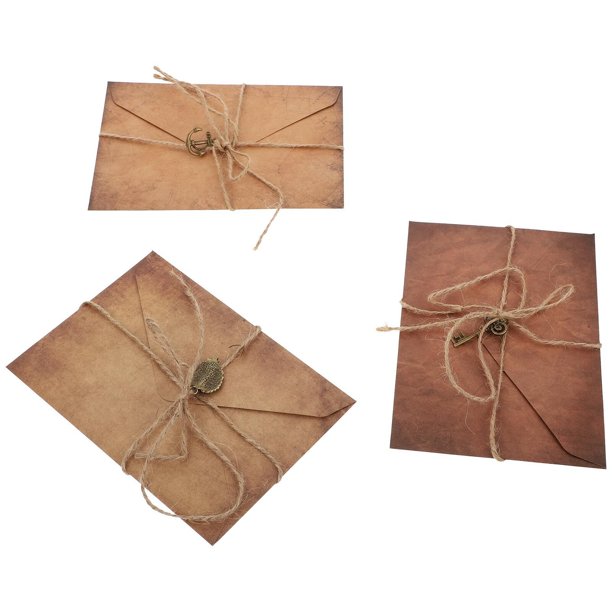 TEHAUX 3Jgo Papel Carta Retro De Kraft Chocolate Con Sobres Para Escritura Tradicional