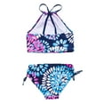 thumbnail image 4 of Gzhioc 2 Pcs Girl Swimwear, Floral Tops + Drawstring Bikini Bottoms Suit, 3-14 Years, 6 Colors, 4 of 8