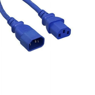 Kentek 2 Feet Ft US Extension 3 Prongs AC Power Cord IEC320 C13 To C14 18 AWG 10A 250V Blue for PC / Monitor