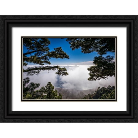 Bibikow, Walter 24x17 Black Ornate Wood Framed with Double Matting Museum Art Print Titled - Canary Islands-El Hierro Island-Mirador de las Playas-elevated view of the east coast with fog