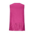 thumbnail image 5 of Western Tassels Hippie Vest for Women Vintage Sleeveless Open Front Cardigan Jacket Hot Pink L, 5 of 9