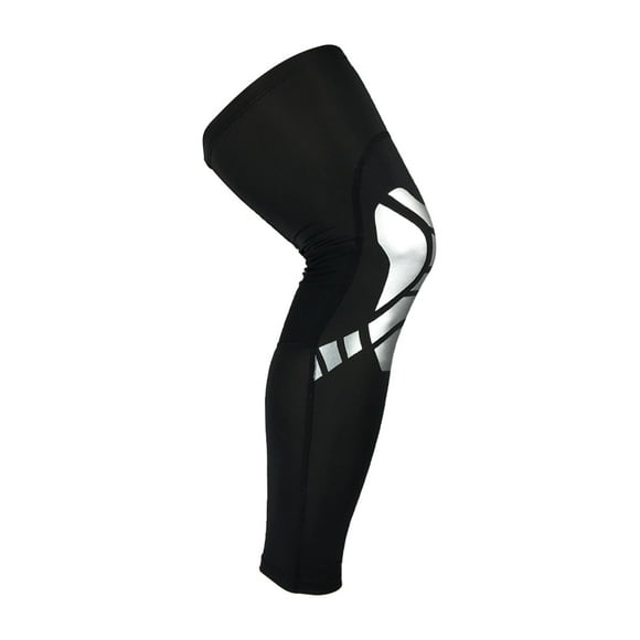 Rodilleras de compresión para piernas completas, soporte para correr, baloncesto y ciclismo. Negro y plateado XL