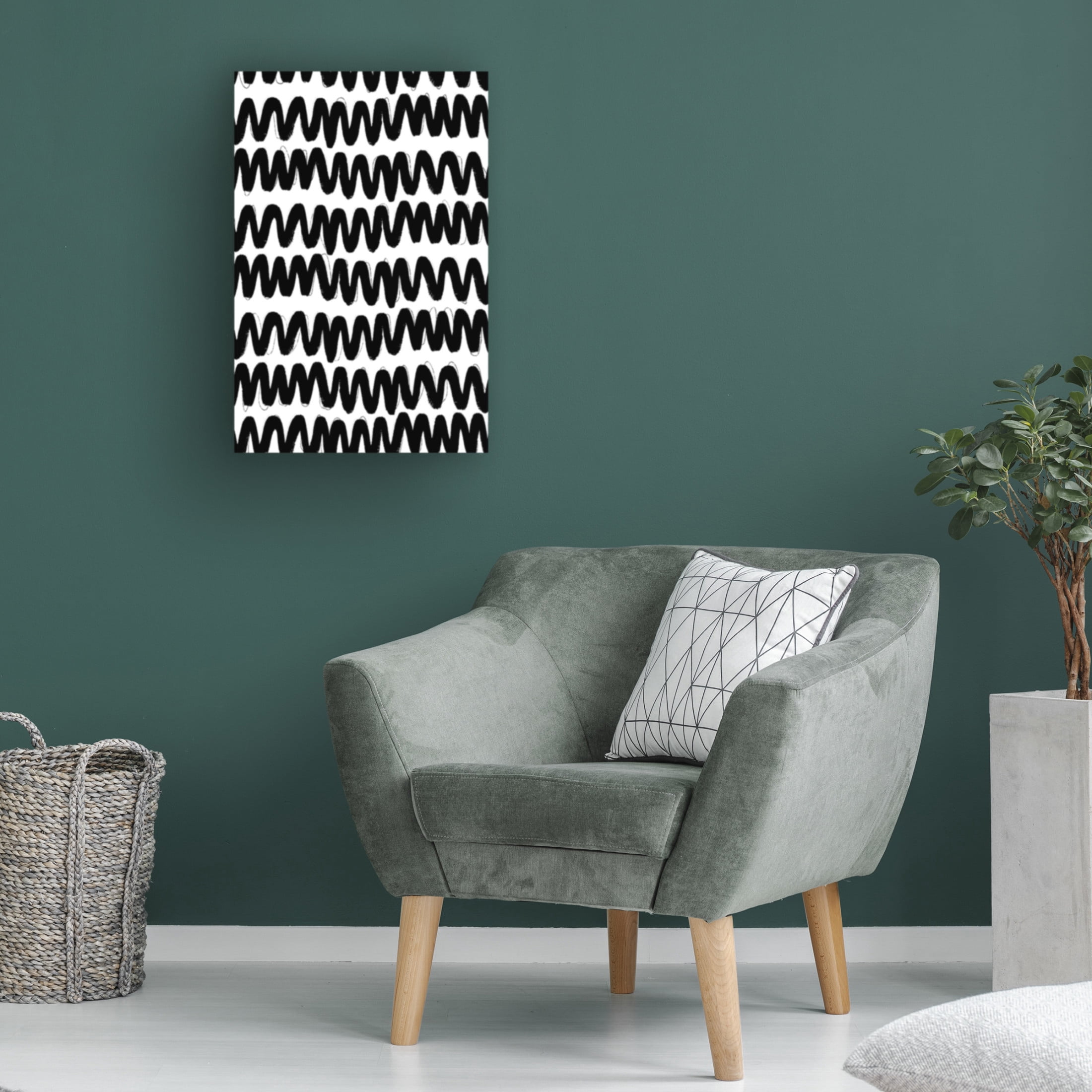 Canvas Wall Art - Treechild 'Black Zig Zag Pattern' Wall Art for Living Room, Bedroom, or Office D?cor by Trademark Fine Art - 30 x 47 Inches