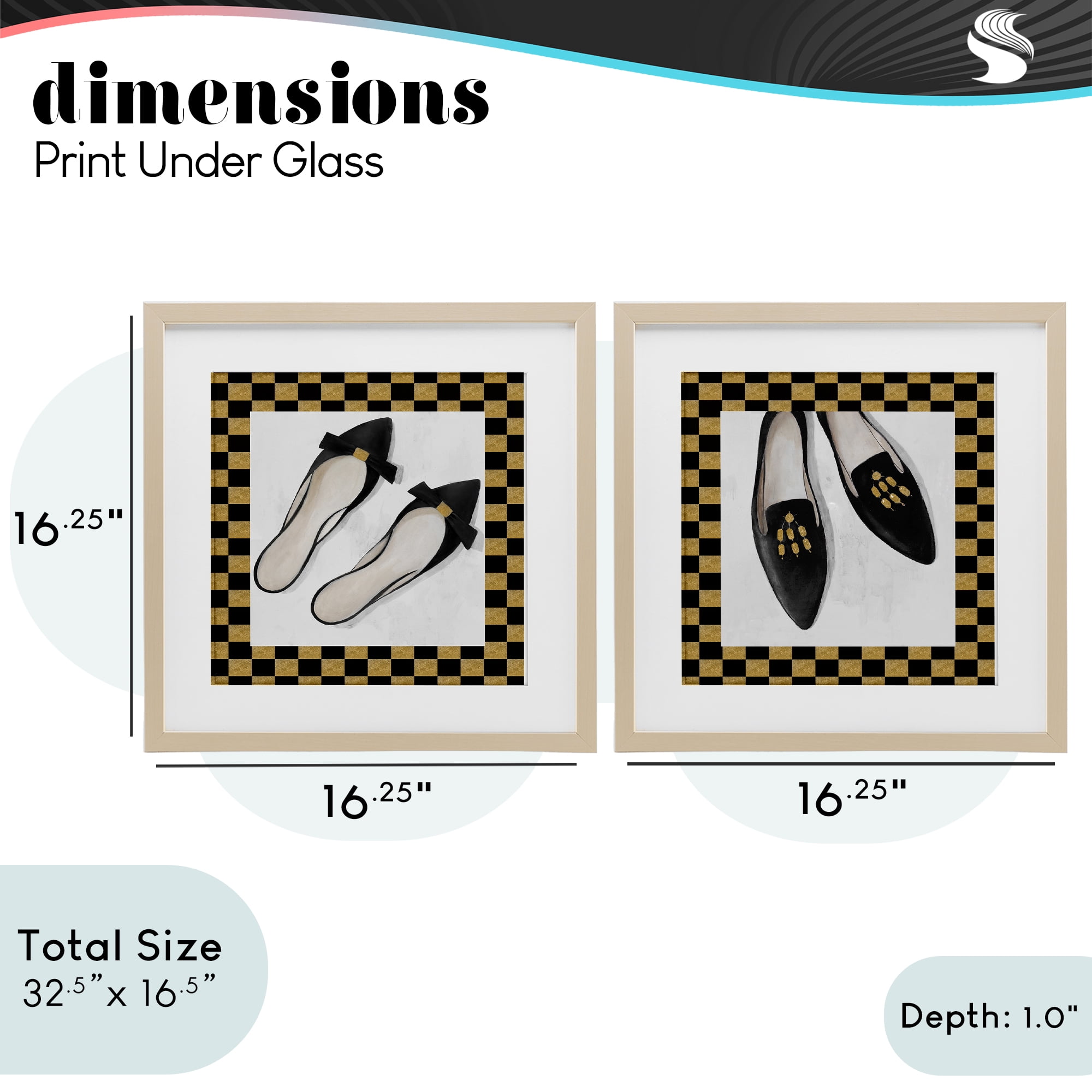 Stupell Industries Black Flats & Sliders 2 Piece Birch Framed Print Under Glass Set, design by Lorenzo Collective