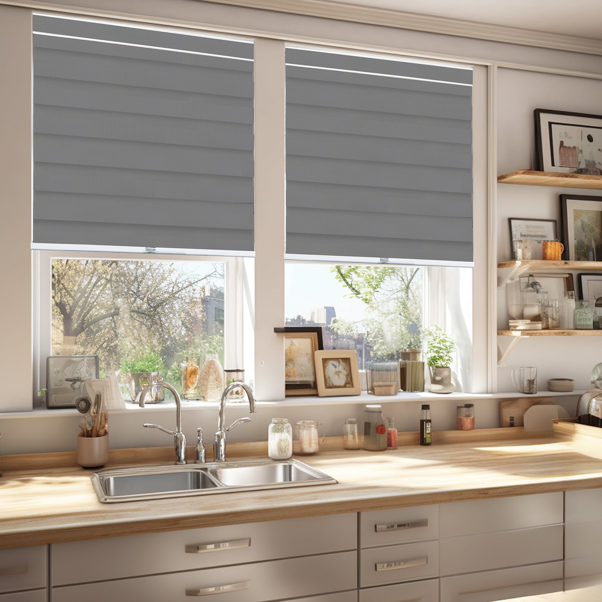 CHICOLOGY Zebra Roller Shades | Room Darkening | Gray |25"W X 72"H| Dual Layer Light Filtering Blinds | Cordless Window Shades for Home & Office | Easy Install