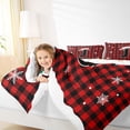 thumbnail image 4 of Homewish Christmas Monogrammed J Queen Comforter Set for Kids, Winter Snowflake Bedding Sets, Black Red Buffalo Plaid Reversible Bedding Comforter Set, Super Cozy Room Decor, 3pcs, 4 of 8
