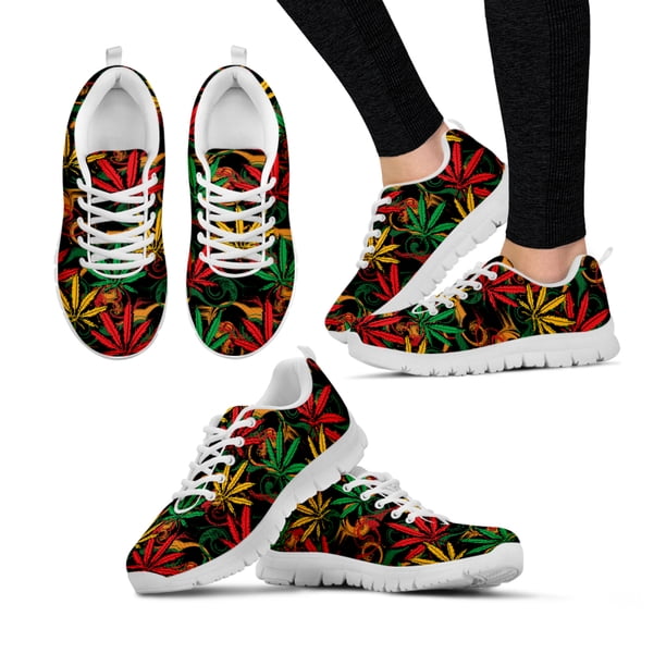Tenis planos cómodos e informales para mujer, con estampado de hojas y tiras artísticas, con cordones, para caminar en otoño