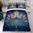 thumbnail image 4 of Pavo Real Conjunto de sábanas temático, trío de piezas, cómodo y amigable con la piel, diseño único, regalo de decoración para el hogar para familiares, amigos y fans,140cm *210cm, 4 of 6