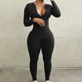 thumbnail image 2 of WREESH Womens Long Sleeve Jumpsuits Spice Zip-Up Stretchy Bodysuit One Pieces Yoga Pants Black, 2 of 7