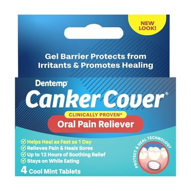 Dentemp Canker Cover - Canker Sore Medicine Pain Reliever, 4 Count