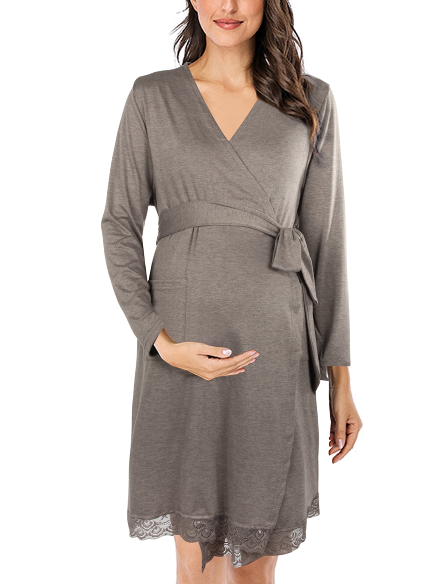 Hotouch Womens Maternity Dress Sleeveless Nursing Nightgown Breastfeeding Button Up Hospital Gown Sleepwear S-XXL 