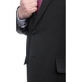 thumbnail image 2 of Men's Arthur Black Executive Portly Fit Black Pinstriped 2 Button Wool Suit, 2 of 6