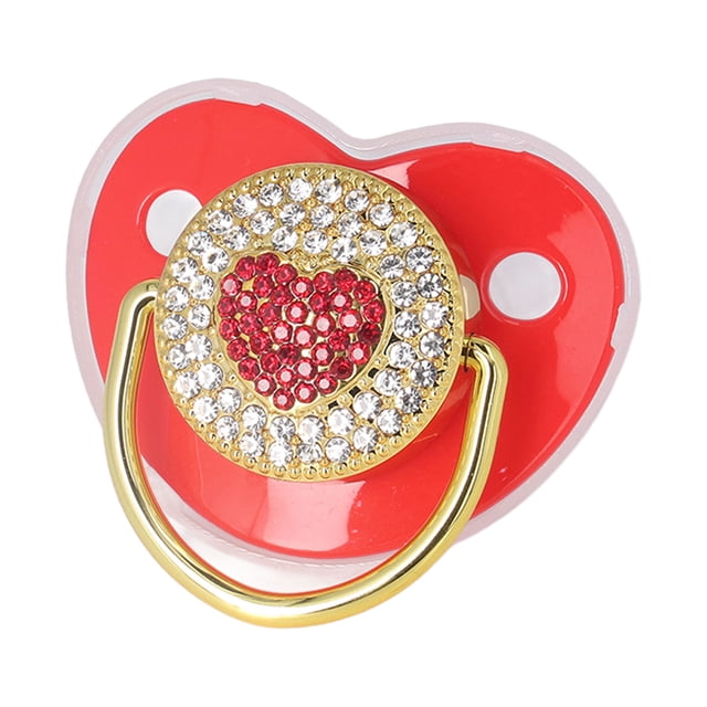 Pacificadores bling, exquisitos chupetes infantiles forma de corazón de silicona para el recién nacido para dormir