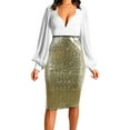 thumbnail image 1 of Kcodviy Jupe à Sequins Couleur Unie pour Femmes Taille Haute Slim avec Clips Jupe Décontractée Mi-Longue, 1 of 6