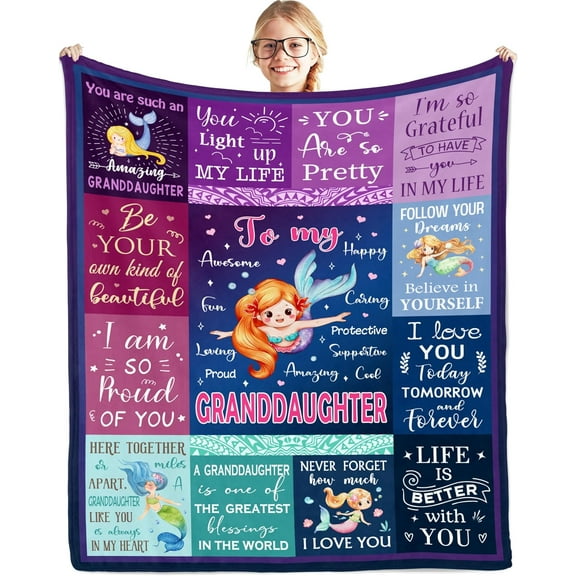 Granddaughter Gifts from Grandma, Granddaughter Gifts Throw Blanket 40x50inch, Gifts for Granddaughter, Grandaughter Gifts, Graduation Christmas Birthday Gifts for Granddaughter Blankets