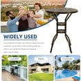 thumbnail image 3 of SOCIALCOMFY Outdoor Cast Aluminum Bar Table, 31" Patio Bar Height Table with 2" Umbrella Hole, All Weather High Top Bistro Round Dining Table for Outside Deck Porch Balcony Poolside, Dark Bronze, 3 of 7