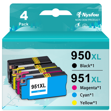 950XL 951XL Ink Cartridge for HP 950 XL 951 Ink Cartridges for HP Officejet Pro 8610 8600 8615 8620 8625 8100 276dw 251dw Printer ( Black, Cyan, Magenta, Yellow, 4 Pack)