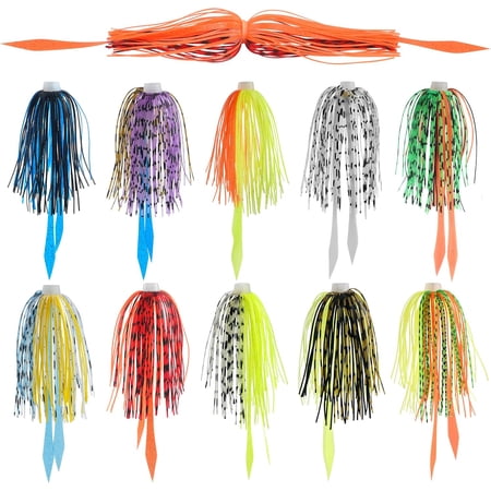 Silicone Jig Skirts Replacement Spinnerbait Bass Fishing Jigs Soft Lures Multi-Color Quick Change Fishing Umbrella Skirts DIY Lure Making Supplies 10/20pcs