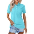 thumbnail image 2 of Lumtrix Women'S Polo Shirts Short Sleeve Collared Shirts Business Casual Work Tops Sports Tennis Golf Blouse Light Blue XL, 2 of 5