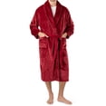 thumbnail image 3 of PAVILIA Mens Soft Robe, Plush Warm Bathrobe for Men, Long Spa Robe with Shawl Collar, Pockets, Trim Piping (Wine), 3 of 9