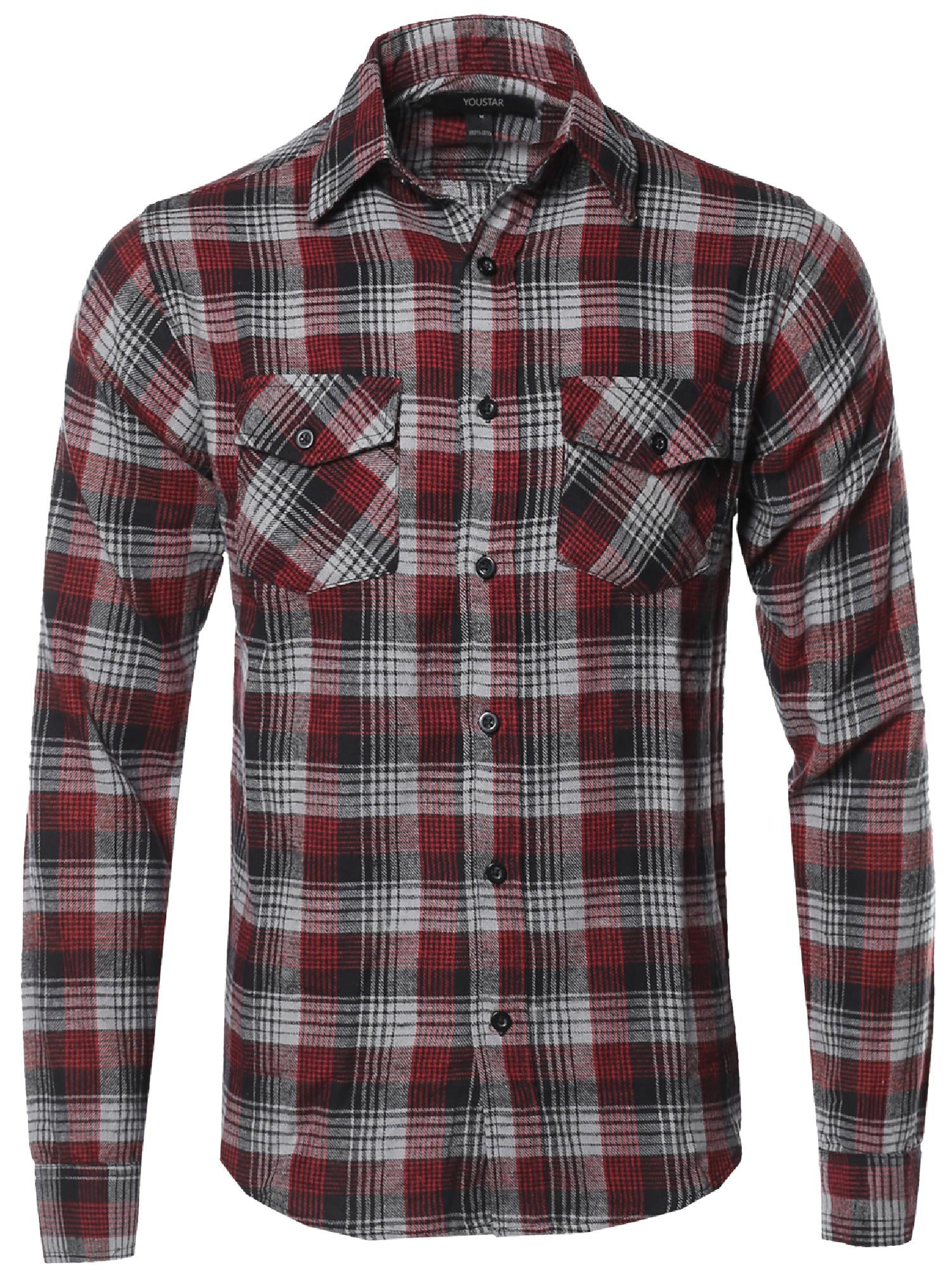 FashionOutfit Men's Flannel Plaid Checkerd Long Sleeve TShirts ...