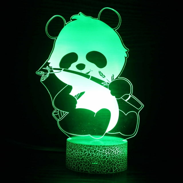 Luz nocturna LED 3D que cambia de color para niños pandas