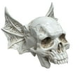 thumbnail image 2 of Gothic Skull Decor, Resin Craft Halloween Centerpiece for Tabletop Shelf Display (3.5", White), 2 of 7