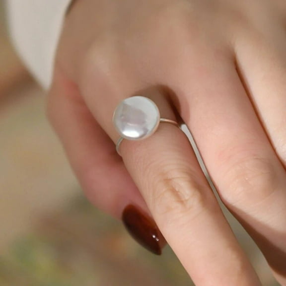 Baroque Coin Pearl Ring (Silver)