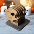thumbnail image 3 of Gothic Decor Wooden Coaster Set with Holder, Absorbent Skull Drink Coasters for Bar, Spooky Halloween Decorations for Kitchen Table, Unique Housewarming Gift, A, 3 of 6